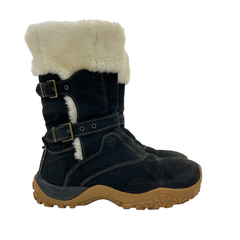 Salomon Lhasa Suede & Fur Boots 9 Black - Picture 2 of 16